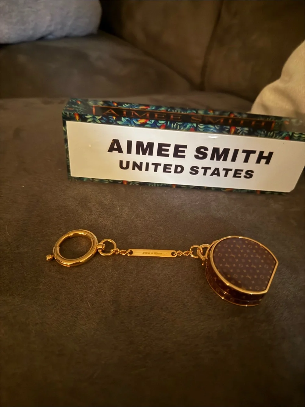 Louis Vuitton Gold and Brown Heart pill box  Keychain